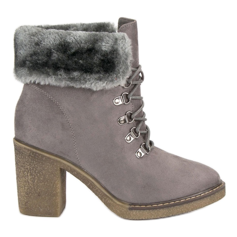 Seastar Bottines à lacets avec fourrure gris Seastar Bottines à lacets avec fourrure gris