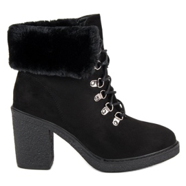 Seastar Bottines à lacets avec fourrure le noir