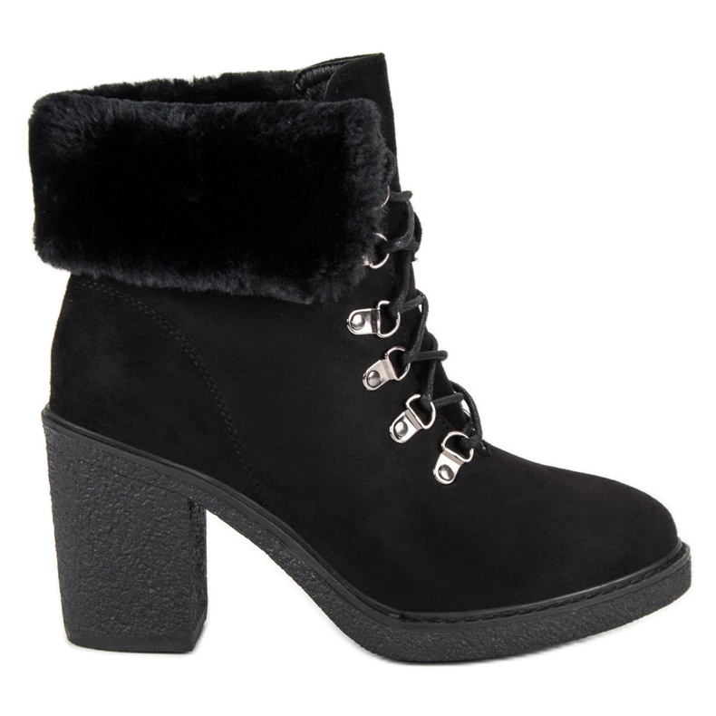 Seastar Bottines à lacets avec fourrure le noir