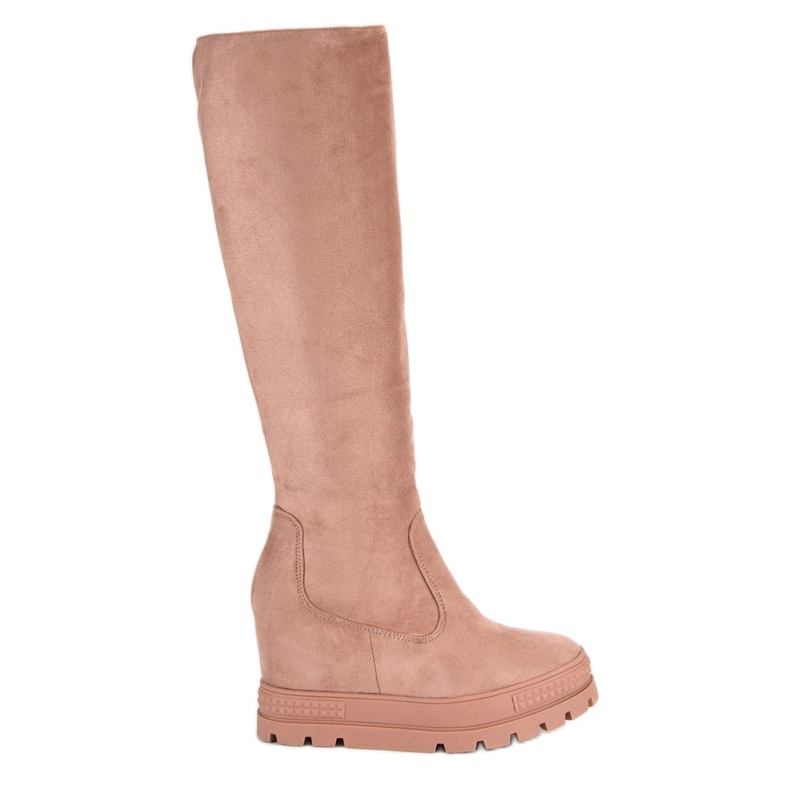 Seastar Bottes compensées en daim rose