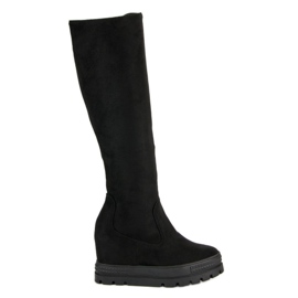 Seastar Bottines compensées en daim le noir