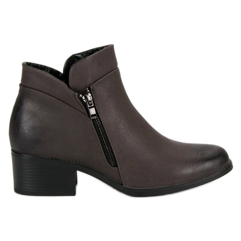 Vinceza Bottes grises avec une fermeture éclair le noir