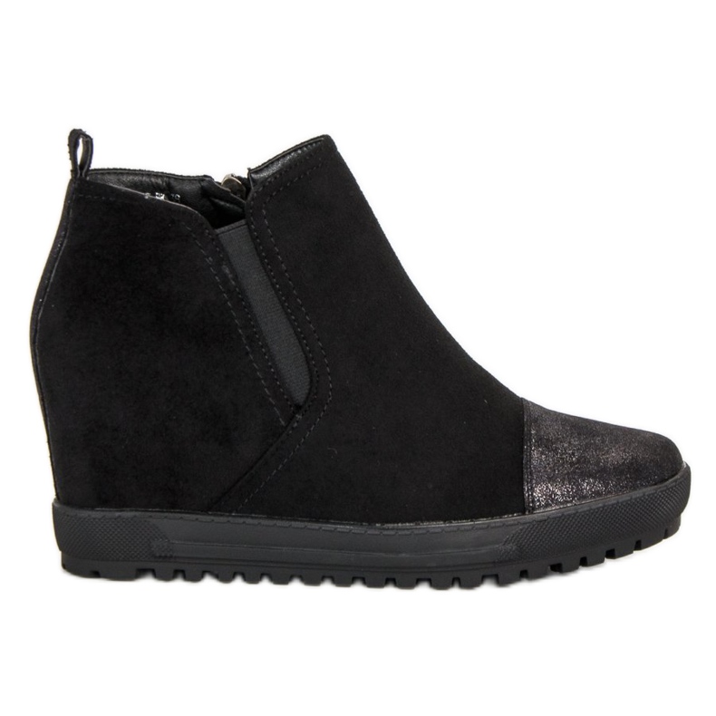 Filippo Bottines en daim à talon compensé le noir