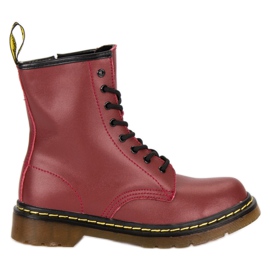 McKey Bottes de combat en cuir rouge