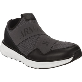 Sneaker tissé par Armani Jeans pour hommes 9350607a406 le noir gris Sneaker tissé par Armani Jeans pour hommes 9350607a406 le noir gris