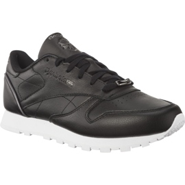 Reebok Cuir Classique Hw Noir Argent Métallisé Blanc
