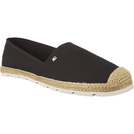 Tommy Hilfiger Espadrilles plates en coton le noir