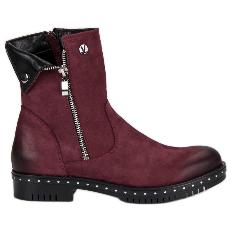 Bottes en cuir bordeaux de VINCEZA rouge