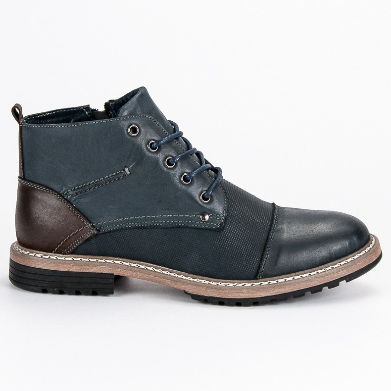 McKey Bottes pour hommes en cuir bleu