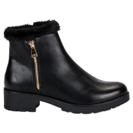 J. Star Bottes à la mode avec fourrure le noir