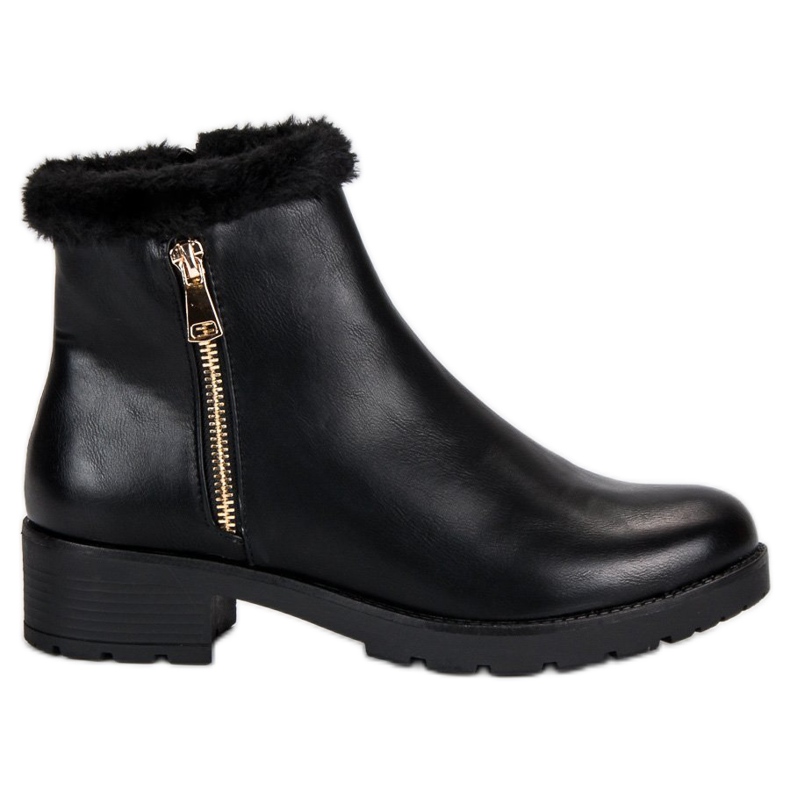 J. Star Bottes à la mode avec fourrure le noir