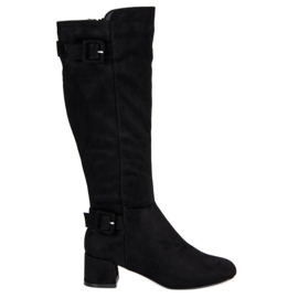Bottines à talons en daim le noir