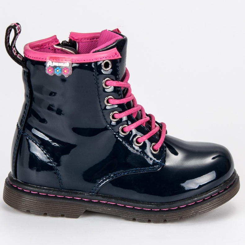 American Club Bottines américaines laquées bleu