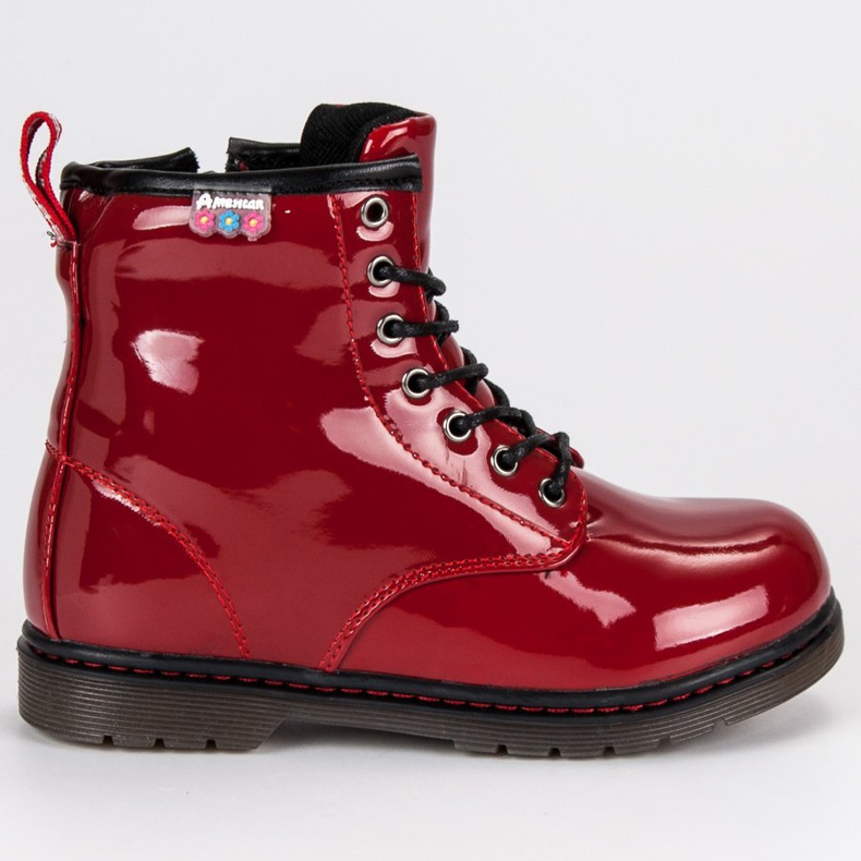 American Club Bottines américaines laquées rouge