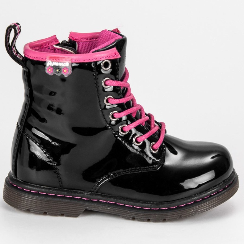 American Club Bottines américaines laquées le noir