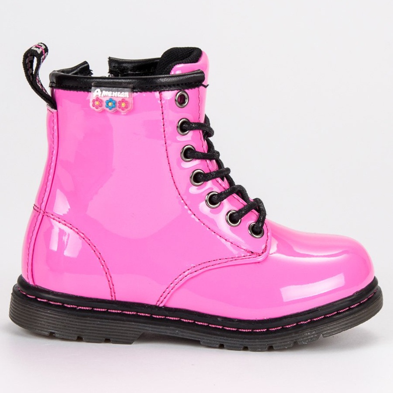 American Club Bottines américaines laquées rose