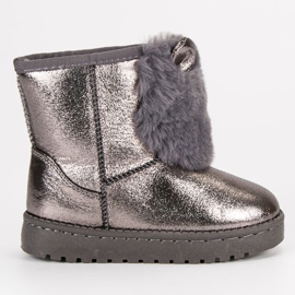 Vinceza Bottes De Neige En Argent Avec Fourrure gris