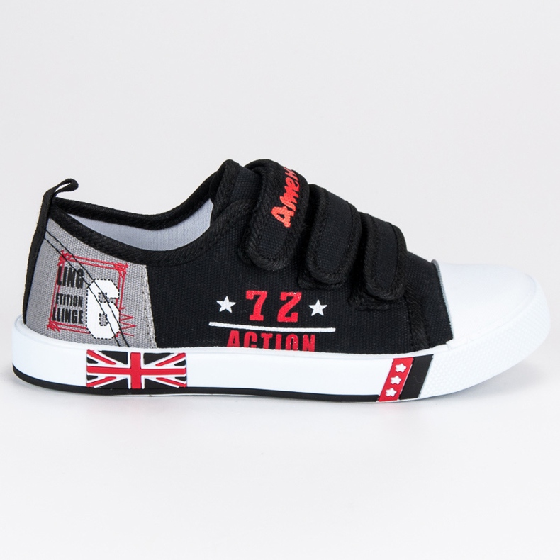 American Club Baskets Noires Sur Velcro Américain le noir