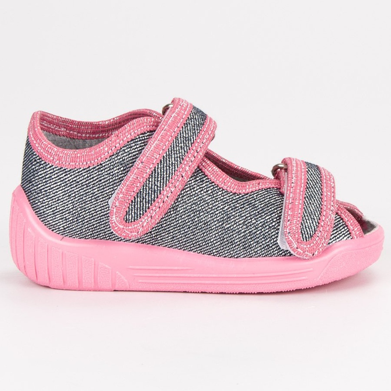 Pantoufles Sur Velcro gris rose Pantoufles Sur Velcro gris rose