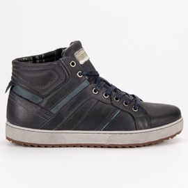Baskets en cuir sur la cheville le noir