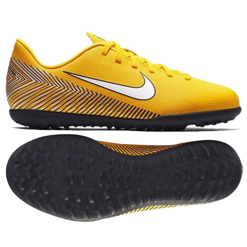 Nike Mercurial Vapor 12 Club Neymar Tf Jr AO9478-710 chaussures de football jaune jaune