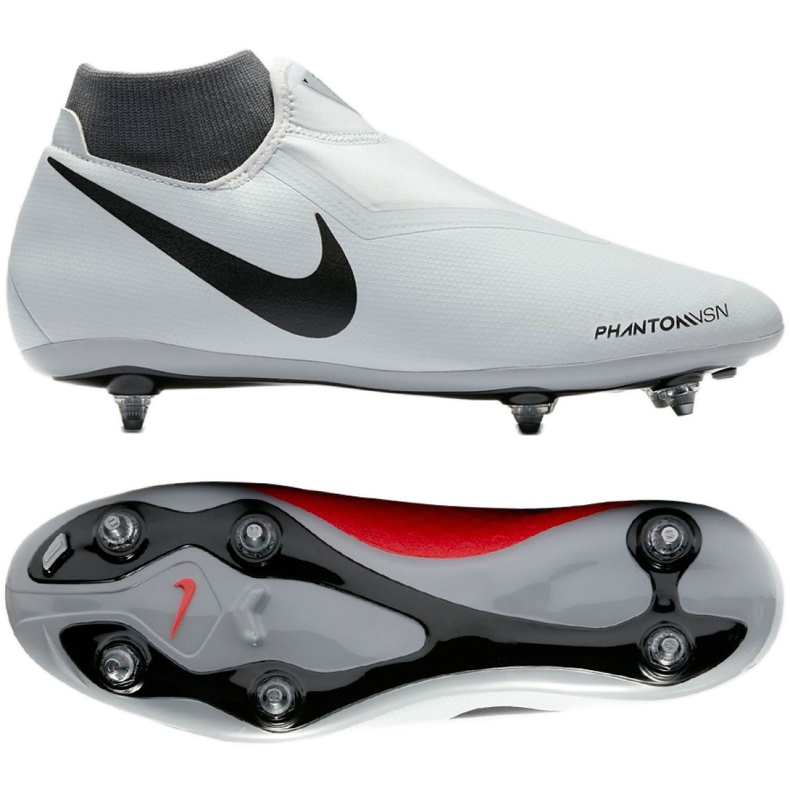 Nike Phantom Vsn Academy Df Sg AO3260-060 chaussures de football blanche gris Nike Phantom Vsn Academy Df Sg AO3260-060 chaussures de football blanche gris