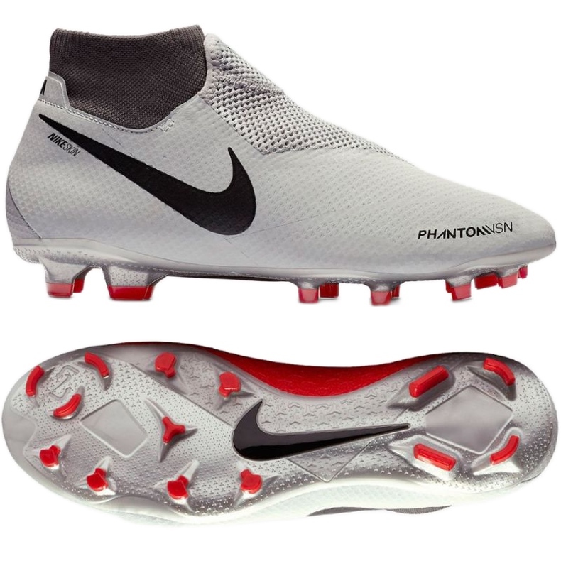 Nike Phantom Vsn Pro Df Fg AO3266-060 chaussures de football blanche gris