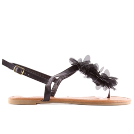Sandales noires à fleurs CK36P Noir