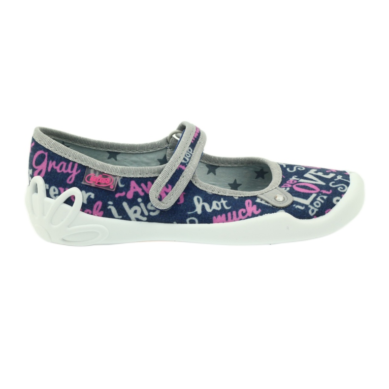 Chaussures pour enfants Befado chaussons ballerines 114y311 bleu marin rose gris