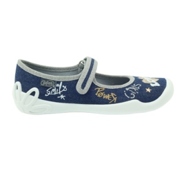 Befado chaussures pour enfants ballerines pantoufles 114y313 bleu marine gris