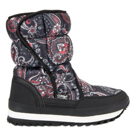 Bottes de neige pour l'hiver noir rouge
