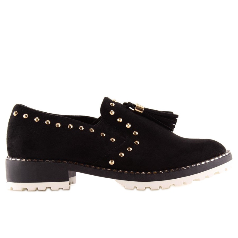Mocassins noirs à clous U-6250 Noir le noir