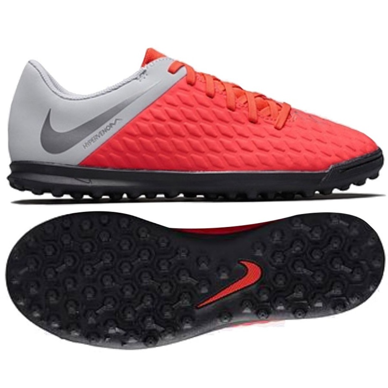 Chaussures de football Nike Hypervenom Phantomx 3 Club Tf Jr AJ3790-600 multicolore rouge