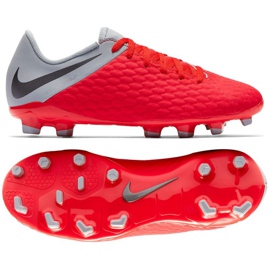 Chaussure de football Nike Hypervenom Phantom 3Academy Fg Jr AJ4119-600 rouge oranges et rouges