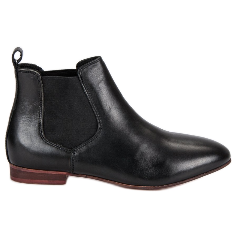 Bottines Chelsea en cuir pour femmes le noir