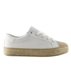 Baskets sur semelle lin NA05P Blanc blanche
