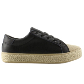 Baskets sur semelle lin NA05P Noir le noir