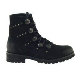 Bottes pour femmes de Badura décorées de boutons et de strass noir