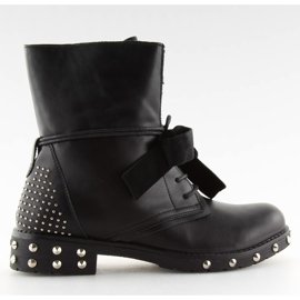 Bottines noires à clous A-160 noir le noir