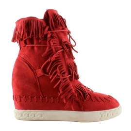 Baskets en daim à franges BL-10 Rouge