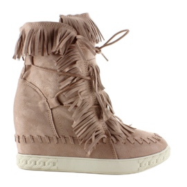 BM Baskets en daim à franges BL-10 Rose