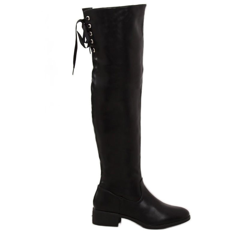 Noir A-12 Bottes de mousquetaire noires le noir