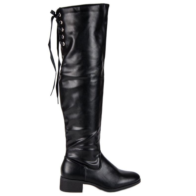 Bottes noires au-dessus du genou le noir Bottes noires au-dessus du genou le noir