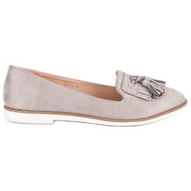 Super Me Mocassins gris à franges