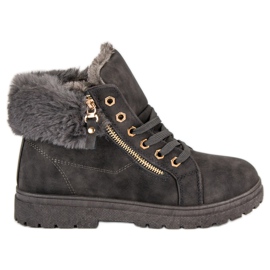 Bottines chaudes et nouées gris
