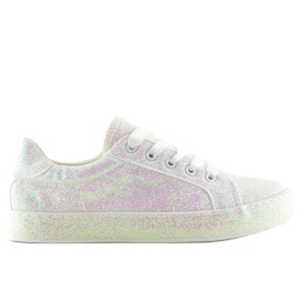 Baskets blanches irisées BL142 Blanc violet