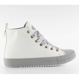 Sneakers pour la cheville à double lacets blanc gris
