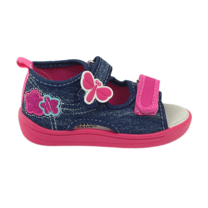 American Club Chaussures américaines pour enfants sandales papillons semelle intérieure en cuir rose bleu marin