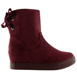 Boots à talon compensé caché HQ886 Bordeaux rouge