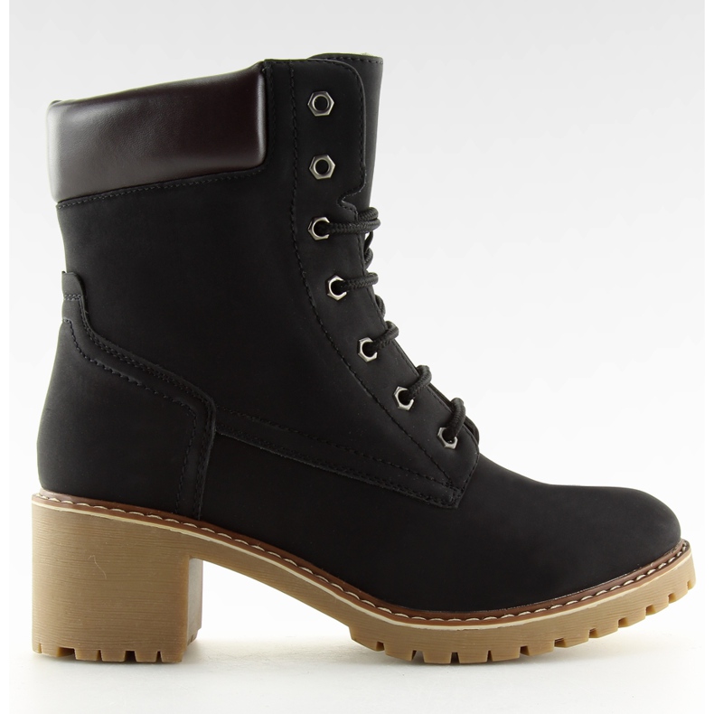 Bottines bois à talons noires 7-9028 le noir